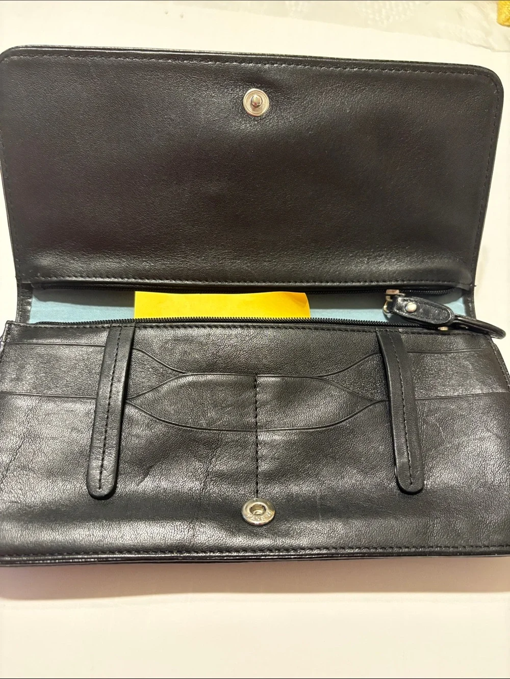 Cole Haan Black Patent Double-Pocket Wristlet Clutch